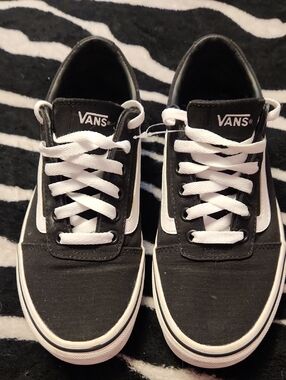 Vans Black and White Old Skool Low-Top Sneakers